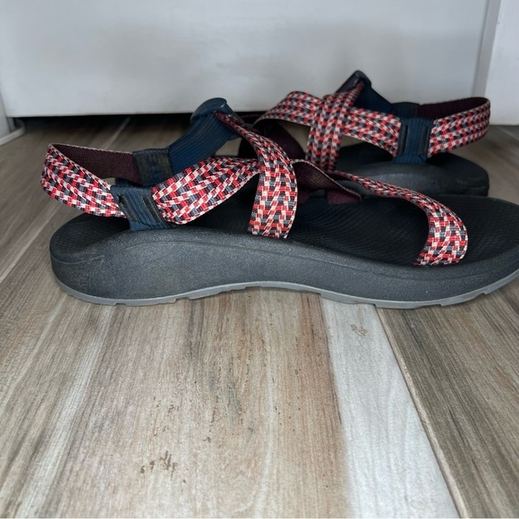 Chaco Z/Cloud Sandals Red White Blue Checkered Straps Navy Buckle Mens 12 main image 9